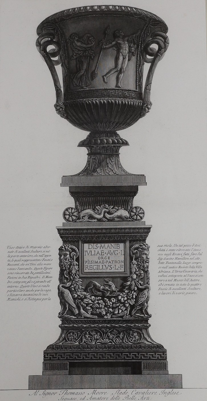 Piranesi , 'Vaso Antico di Marmo', 'Anto Vaso di Marmo', 'Vaso Antico di Marmo' and 'Aré del Tutto', four engravings, largest 75 x 48cm